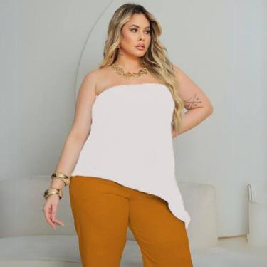Imagem de Blusa Plus Size Verão Fresquinha Assimétrica Sem Alça Soltinha Festa E