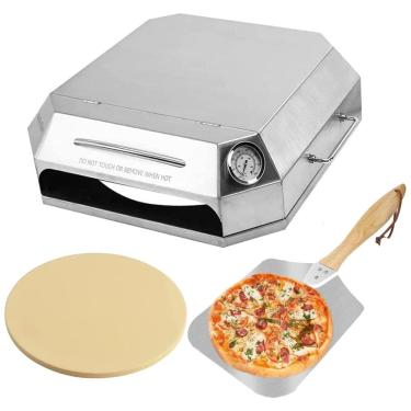 Imagem de Forno de Pizza Universal de Aço Inoxidável com Termômetro e Acessórios, ONLY FIRE F BRK6053 SS1 B, Prateado