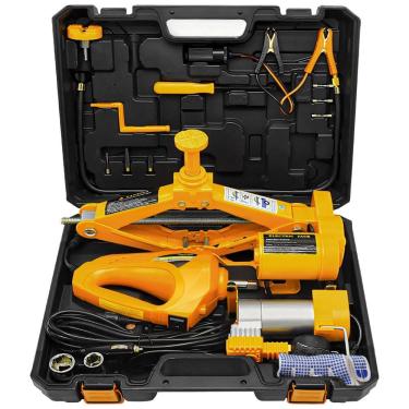 Imagem de E HEELP Macaco Elétrico Hidráulico Tipo Tesoura 3T Chave Elétrica Bomba de Ar e LED 12V