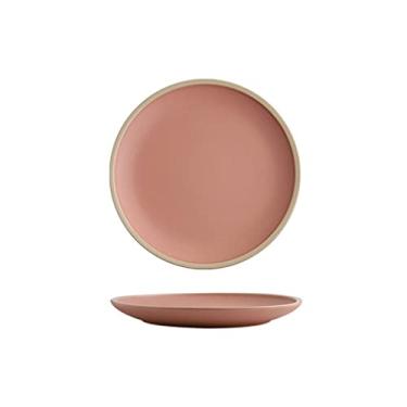 Imagem de Prato de serviço pratos de jantar de porcelana de 26,5 cm elegantes pratos de sobremesa redondos foscos para salada de sushi, bife e macarrão, pratos de mesa domésticos, pratos de cores sortidas (cor