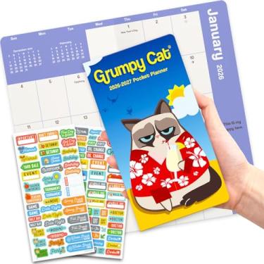 Imagem de Calendário de gato siamês rabugento 2025-2026 - Agenda de bolso de luxo para gatos siameses de 2 anos com mais de 100 adesivos de calendário | Material de escritório para gato siamês rabugento