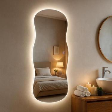 Imagem de Espelho LED Touch Bivolt 90x40cm  3 Cores Ajustáveis Quente, Neutra, F