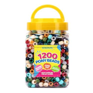 Imagem de Miçangas de pônei a granel para pulseira, 1200 peças multicoloridas para fazer contas a granel para trança de cabelo, artesanato faça você mesmo, joias Kandi, chaveiros e ornamentos decorações em