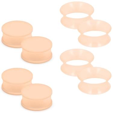 Imagem de Pexveiuu 25 mm Carne Sólida Tom de Pele Slicone Calibres Túneis Plugues para Orelhas 25 mm Duplo Flare Borracha Plástico Calibradores Túneis Brincos Brincos Alongamento Joia Piercing Joia Mulheres