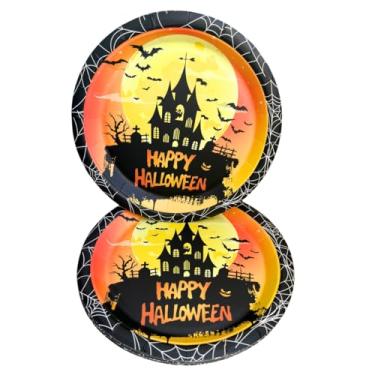 Imagem de 10 Pratos Descartáveis Castelo para decoração de Halloween dia das Bruxas - Happy Halloween