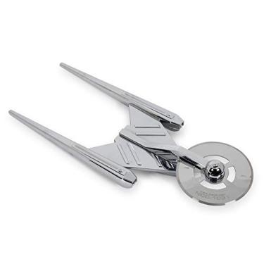 Imagem de Star Trek Discovery Crossfield Starship Roda de metal para cortador de pizza | Utensílios domésticos premium, utensílio de cozinha de aço inoxidável | Fácil de cortar e limpar | 22 cm de comprimento