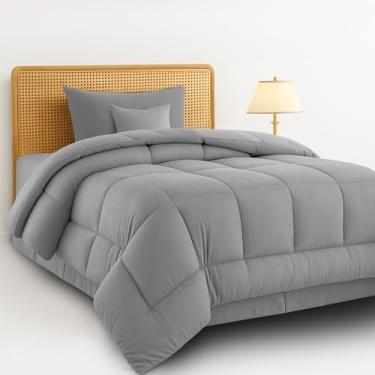 Imagem de Conjunto de edredom solteiro luxuoso de 4 peças, cama multifuncional em uma bolsa, inclui 1 edredom, 1 fronha, 1 travesseiro decorativo e 1 saia para cama