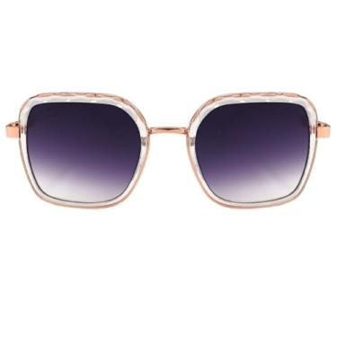 Imagem de Óculos de Sol Quadrado Grande Premium Cristal Classico Retrô Blogueira UV400 Feminino - Modelo Hilton - Cacife Brand (Cristal)