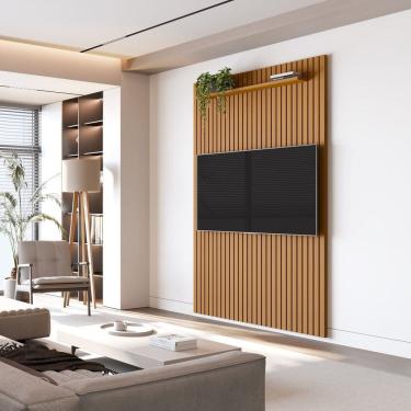 Imagem de Painel para Tv 55 Polegadas Ripado Arbo 1.40 Cedro
