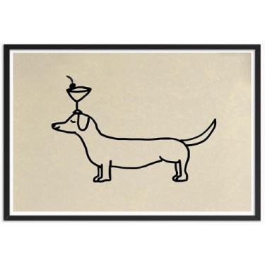 Imagem de YSDQTMG Maximalist Dachshund Cocktail Wall Art Vintage Animal Weiner Dog Poster Eclético Bar Impressão artística bar carrinho decoração de parede para restaurante sala de estar cozinha 30,5 x 45,7 cm