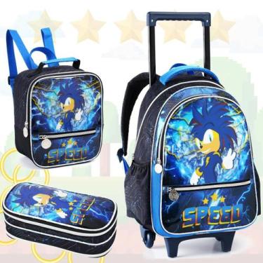 Imagem de Mochila Escolar Infantil Rodinhas com Lancheira e Estojo - Denlex, Spe