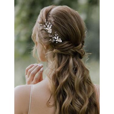 Imagem de Alfinetes de cabelo de casamento SWEETV Bridal Rhinestone Silver x2