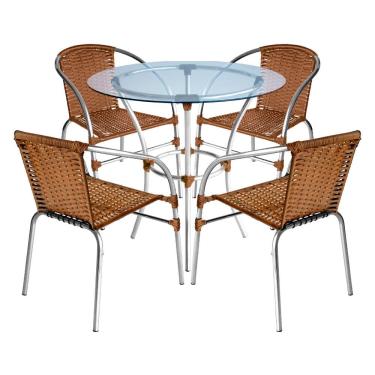 Imagem de Conjunto Pool Mesa e 4 Cadeiras Aluminio Fibra Area Gourmet Acesse Moveis