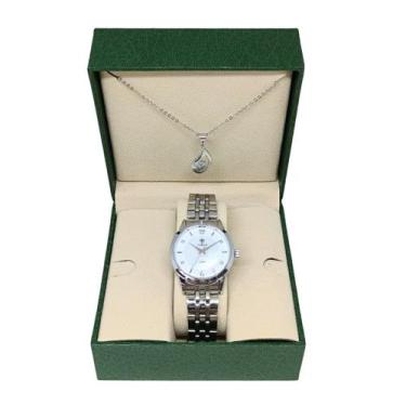 Imagem de Kit Relógio Feminino Tuguir Analógico 2136 - Prata - TUGUIR IND