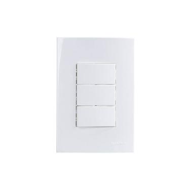 Imagem de  Interruptor Simples Duplo e Interruptor P. MarGirius Sleek 10A com Placa 4x2 Branco