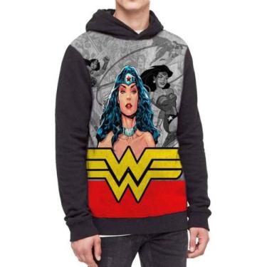 Imagem de Moletom Com Capuz  Mulher Maravilha Liga Ref:378 - smoke, Preto, GG