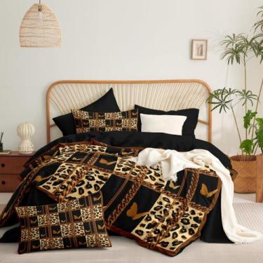 Imagem de Conjunto de edredom Coutuechen Western Queen Size com estampa de leopa