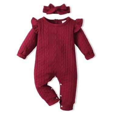 Imagem de Macacão de bebê Renotemy de manga comprida de algodão de 3 a 6 meses p