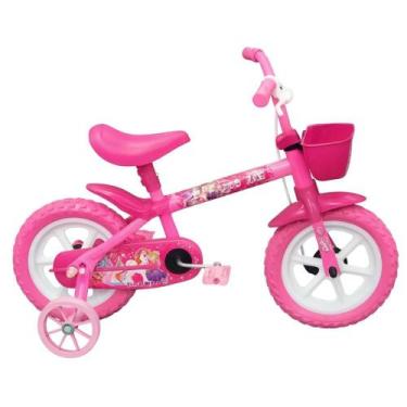 Imagem de Bicicleta Infantil Track Arco Íris P Rosa Aro 12 com Cestinha e Rodinh