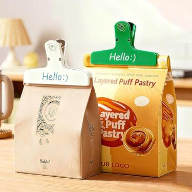 Imagem de Pacote com 2 clipes de vedação magnética, clipes de saco de alimentos com ímã de geladeira para vedação de salgadinhos de cozinha, pinos de armazenamento de plástico resistente à prova de vazamento