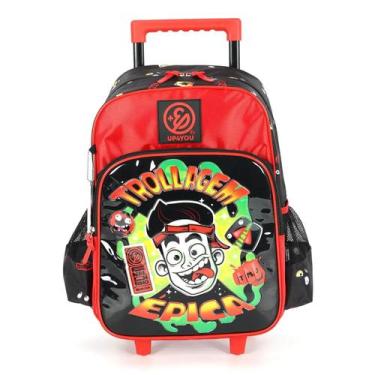 Imagem de Mochila De Rodinha Escolar Infatil Menino Up4you Enaldinho, Vermelho