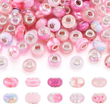 Imagem de 100 peças de contas europeias de resina de furo grande, contas de pingente de slide Rondelle para canetas com contas DIY chaveiro corrente de cobra pulseira pulseira colar suprimentos para fabricação