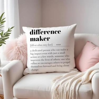 Imagem de Difference Maker Thank You Appreciation Gifts for Boss Leader Teacher Mentor Manager Capas de travesseiro 45,7 x 45,7 cm, capas decorativas para decoração de escritório em casa