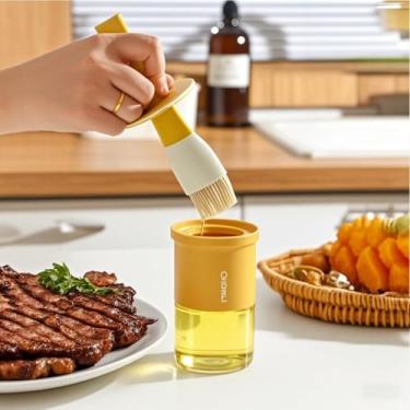 Imagem de Garrafa dispensadora de óleo com escova de 300 ml – Dispensador de azeite de oliva de vidro para cozinha, escova de silicone resistente ao calor para cozinhar, churrasco, fritar, assar, molho