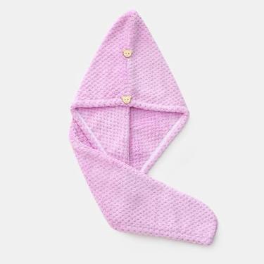 Imagem de Toalha de secagem de cabelo com botão, toalha de cabeça para secar o cabelo rapidamente