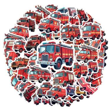Imagem de 50 peças adesivos de brinquedo de caminhão de bombeiros S adesivos de emergência graffiti decalques vibrantes para laptop, motocicleta, bagagem, telefone, notebook, bagagem, copo de telefone celular