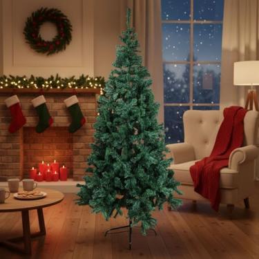 Imagem de Árvore de Natal Pinheiro Verde 2,40m com 1.400 Galhos, Montagem Fácil, Base Reforçada e Efeito Natural – Decoração Natalina Grande para Sala, Escritório ou Loja