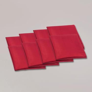 Imagem de Kit de 8 Guardanapos de Mesa Classic Tecido Oxford Maquinetado, 43x43cm, Acabamento com Bainha, para Mesa Posta, Jantares e Eventos (Vermelho)