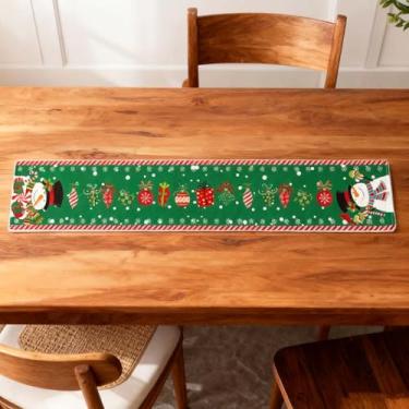 Imagem de Caminho de mesa de Natal grande, cachecol de mesa de linho de flanela 33 x 182 cm para decoração de férias, 3 designs