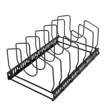 Imagem de TOPINCN Rack Organizador de Panelas e Frigideiras, Organizador de Racks de Potes Sob o Suporte do Armário Com 7 Divisórias Ajustáveis ​​Armazenamento de Cozinha para Panelas Assadeiras (Preto)