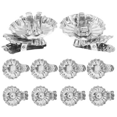 Imagem de Amosfun 20 peças de clipes para castiçais de árvore de Natal, base de metal, vintage, castiçal com clipes, prata