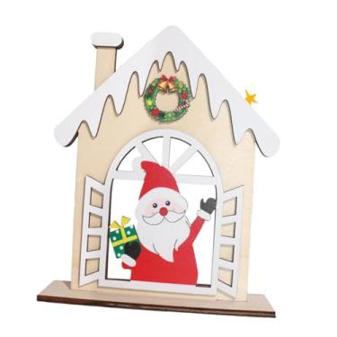 Imagem de BLWOTMOR Decoração de Mesa de Natal, Enfeite de Madeira, Artigos para Festas, Placa de Mesa Gravada com Desenho de Casa para Lareira, Prateleiras, Estilo Fazen, Papai Noel, Tamanho real