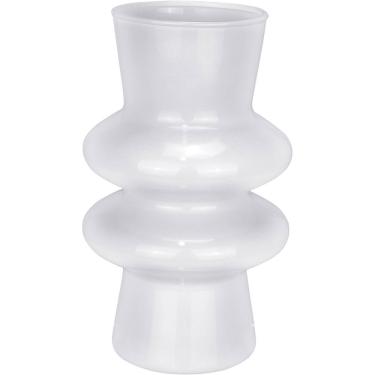 Imagem de Vaso Decorativo Enfeite Planta Eclipse Leitoso Vidro 20x12x12cm Branco