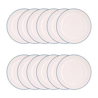 Imagem de Jogo de Pratos Rasos 12 Pcs Filete Azul Porcelana Real by Schmidt