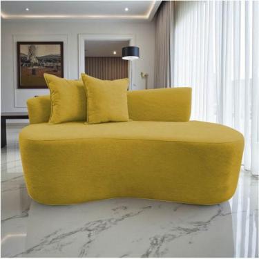 Imagem de Namoradeira Sofá Feijão Hana Orgânica Couro Amarelo - Mazzero Decor