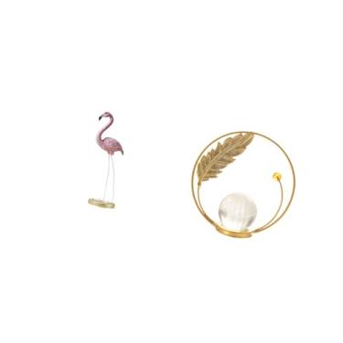 Imagem de Fenteer Escultura de Flamingo em Cristal, Arte Moderna, Estatueta em Resina com Suporte de Metal para Decoração de Casa, Jardim, Lareira, Mesa E