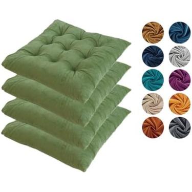 Imagem de Almofadas Para Cadeira Conjunto De 4 Almofadas De Assento Verde Escuro Para Cadeiras De Jantar Almofadas De Cadeira De Cozinha Feitas De Algodão Macio Veludo De Cristal Alm, Sky Blue, 40cm