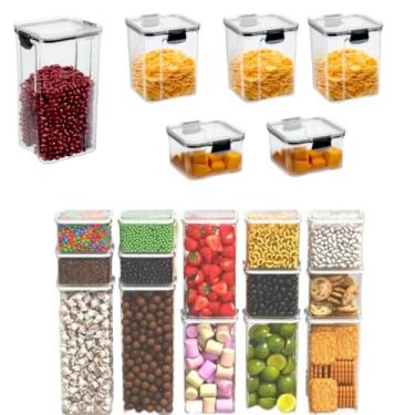 Imagem de Porta Mantimentos, Kit Completo Cozinha Potes Herméticos Empilháveis Trava Segurança Reforçada 100% Vedado(K - 1,6L + 3x 800ml + 2x 500ml)