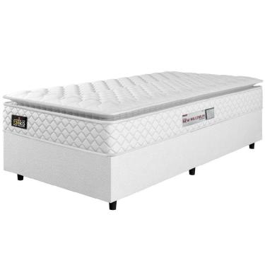 Imagem de Cama Box Solteiro Colchão Espuma D33 Pillow Top New Millenium 88x188x57cm Branco Hellen – Suporta Até 120 Kg Por Pessoa