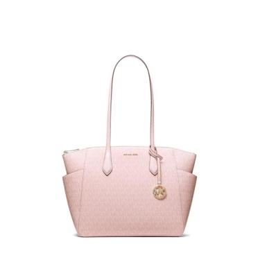Imagem de Michael Kors Bolsa Marilyn média com zíper superior, ferragens douradas/assinatura MK/blush em pó multi