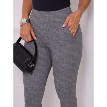 Imagem de Calça Feminina Montaria Skinny Malha Crepe Bolsos Elegante Casual - Lo