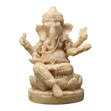 Imagem de XLWLLNJ Estátua de Ganesha, Ornamento, Arte Decorativa, Artesanato, Decoração para Casa, Escultura de Buda, Estatueta de Ganesha para Sala de Estar, Sala de, Cáqui 4.7x4.2x6cm