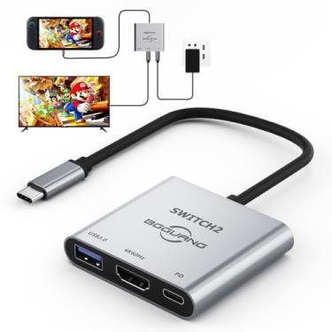 Imagem de Switch 2 Docks, Switch 2 Docking Station, Dock Station Portátil para Switch/Switch 2, Suporte 4K/60HZ Switch TV Dock Mode, Switch 3 em 1 2 Dock Dock com HDMI 4K @60Hz/PD 100W/USB 3.0 Porta