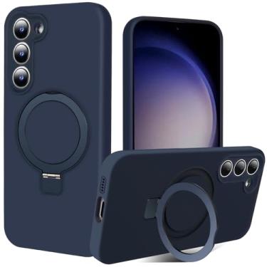 Imagem de Jockvo Capa de telefone com suporte magnético invisível para Samsung Galaxy S23 de 6,1 polegadas, silicone compatível com proteção total de câmera de grau militar Magsafe, capas de telefone para