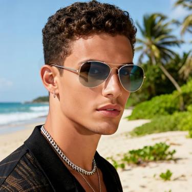 Imagem de Óculos de sol aviador polarizados para homens e mulheres, óculos de sol retrô para dirigir ao ar livre, proteção UV, Dourado