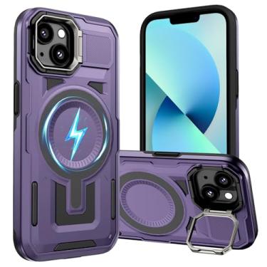 Imagem de DIFAYA Capa para iPhone 13/14/16e compatível com MagSafe, suporte de anel de câmera integrado, capa magnética de proteção contra quedas de nível militar de 60 metros para iPhone 13/14/16e 6,1